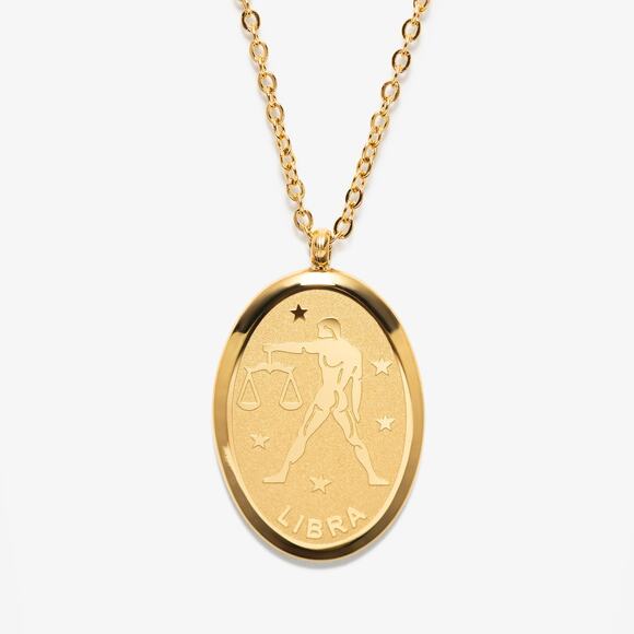 Libra Zodiac Pendant Necklace 18K‎ Gold Plated Gift For Her - Picture 1 of 8